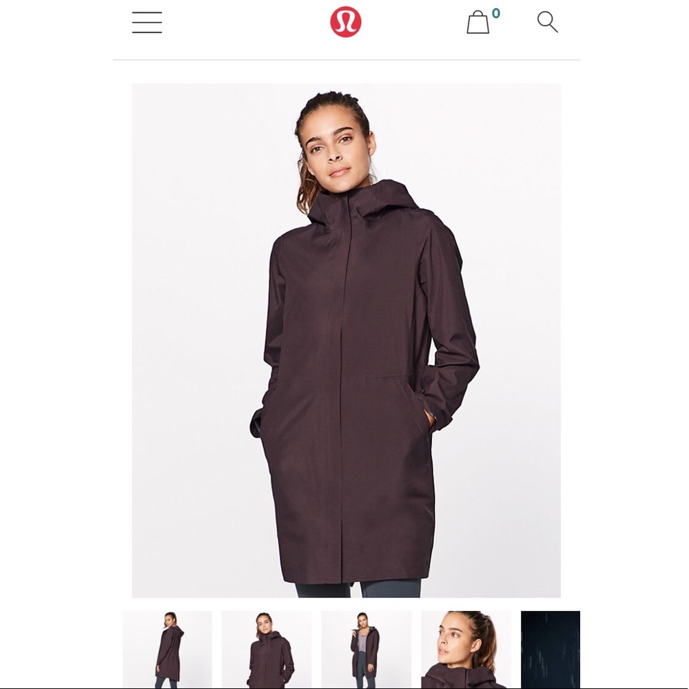 NWOT Lululemon nylon rain jacket size 6 dark plum